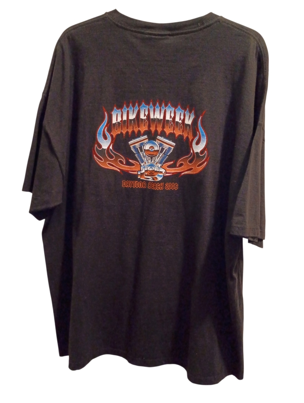 VTG 2006 Bike Week Daytona Beach T-Shirt Size 2X Black Jerzees Tag V-Twin Flames